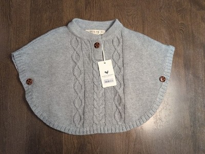 New HOPE & HENRY girls cape size 12 to 18m Gray Grey Cotton Sweater Layering 