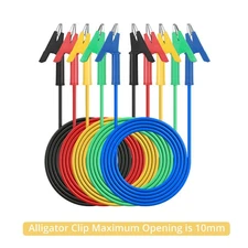 5Pcs Alligator Clips Test Leads Dual Ended Crocodile Wire Cable with Insulators