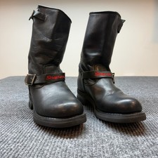 Snap On Leather Motorcycle Boots Mens 11 Black Biker Collector Logo Harness