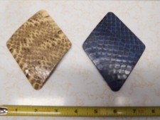 2 Vintage, 1 Tan  1 Blue Snakeskin Diamond Shaped Buckles