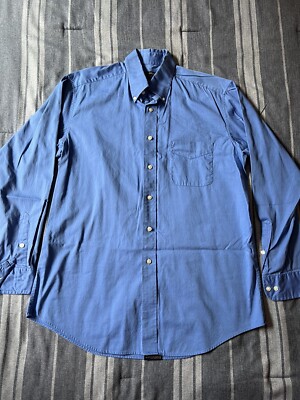 Mens Club Room Easy Care Dress Shirt Casual Royal Blue Size L Large 16/34-35