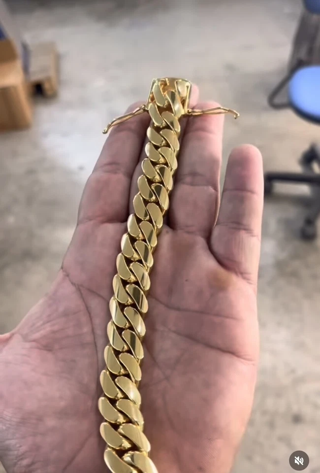 Pulsera Manilla Brazalete Esclava de Acero Inoxidable en Oro Para Hombre Joyeria - Image 2 of 4