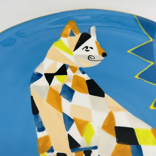 WEST ELM MOSAIC ART CAT CERAMIC DECORATIVE PLATE-HOME DECOR-KITCHENWARE-ANIMALS - 第 5/10 張圖片