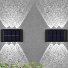 2X LED Solar Wall Lights Outdoor Garden Yard DUSK TO DAWN Fence Deck Decor Lamp
