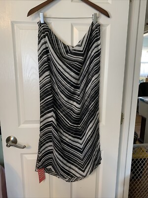Hoi Polloi Monochrome Zig Zag Print Scarf, Black & White, India, New, 72x21
