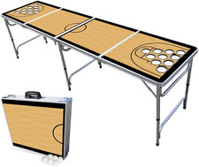 8-Foot Folding Beer Pong Table W/Cup Holes - Basketball Court Edition