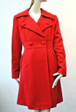 Size 16 Uk. Bnwt Stunning 60s Style Red Coat. Wool (70%) Mix