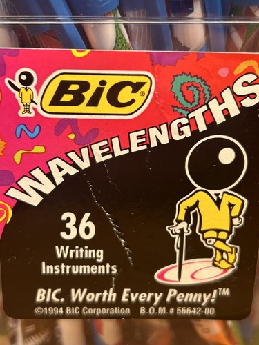 Bic Wavelengths Ink Pens ~ Vintage 1994 ~ Unopened Package Of 36
