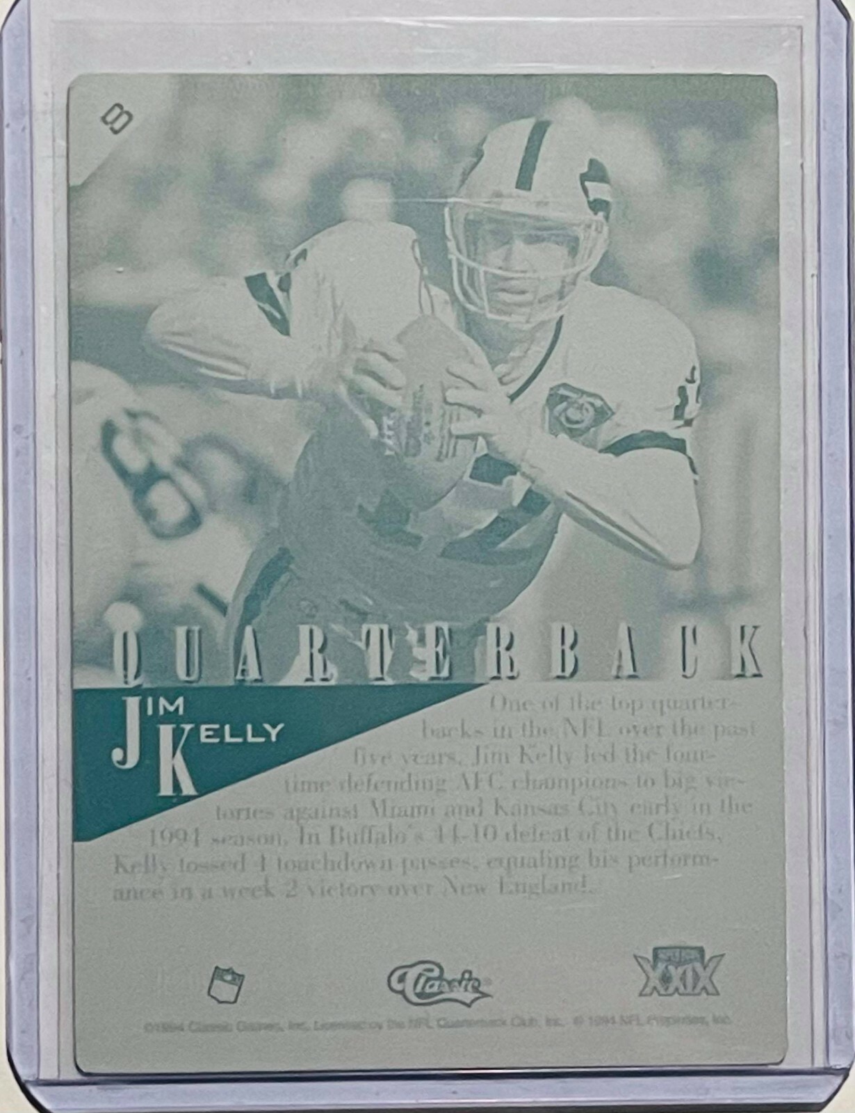 1/1 JIM KELLY 1994 CLASSIC EXPERIENCE CARD PRINTING PLATE BUFFALO BILLS 1  OF 1 | eBay