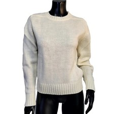 Vintage 80s For Situations Womens M Ivory Acrylic Knit Pullover Sweater Crewneck