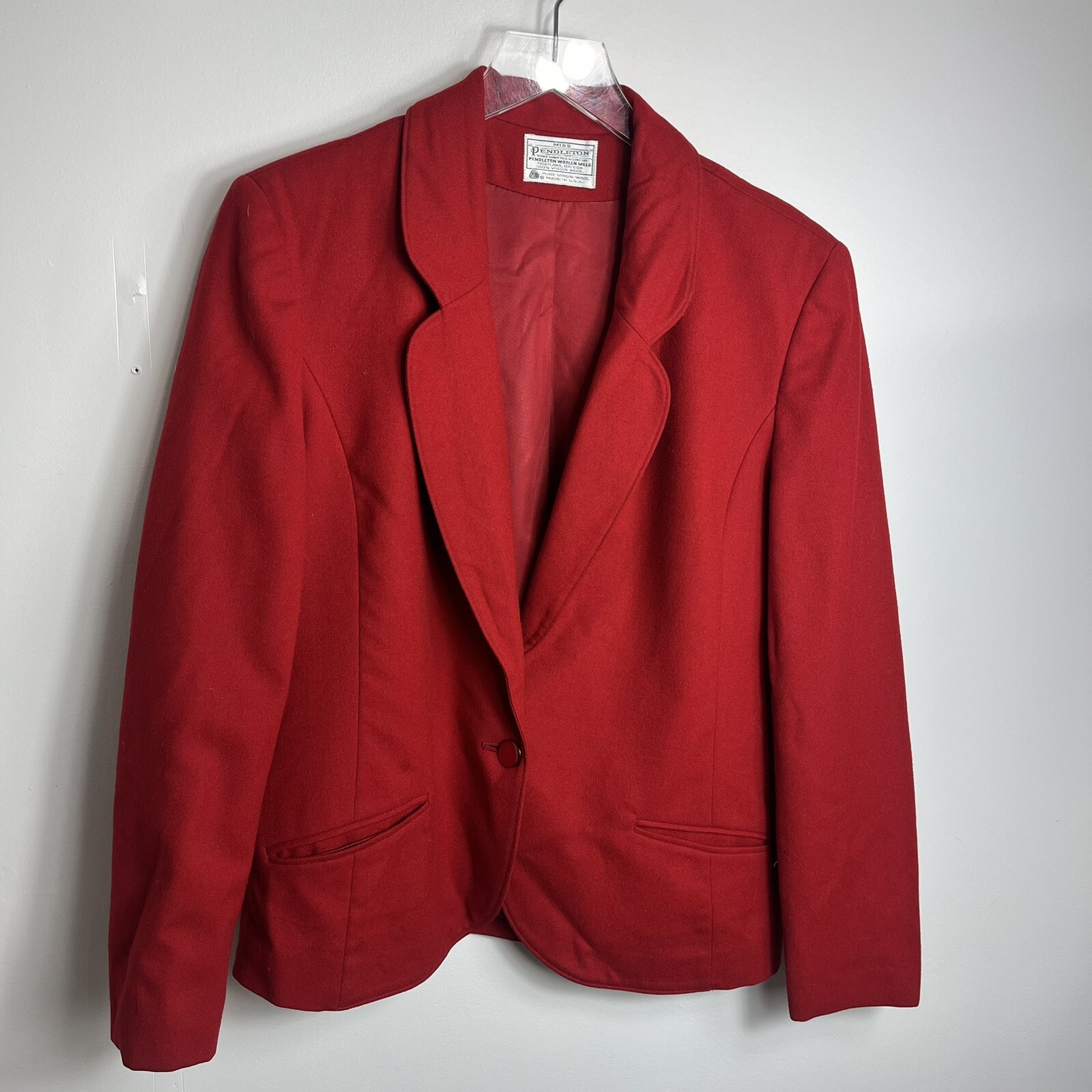 Pendleton One button Red  Wool Blazer size Medium - image 1