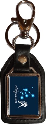 Schlüsselanhänger Wassermann Sternzeichen Sternbild schwarz PU Leder quadratisch + Geschenktüte