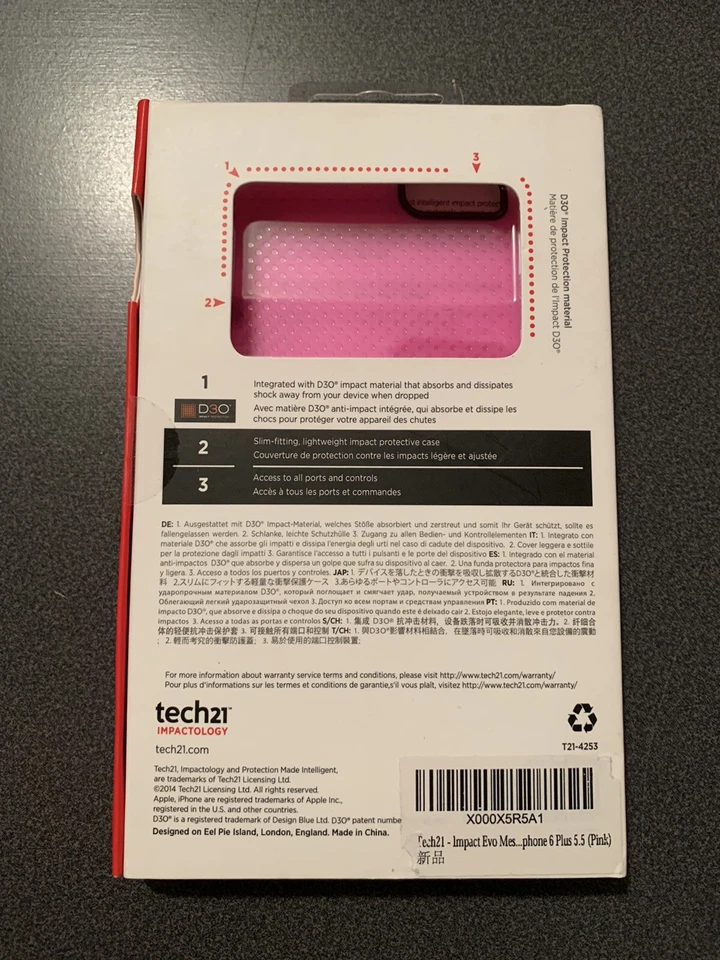 全新 Tech21 Impactology Evo 网眼保护壳 苹果 iPhone 6 Plus 粉红色 — 第 2/2 张图片