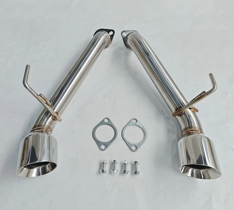 Q50 Muffler Delete Exhaust For 14-Up Infiniti Axle Back Double Wall Dual Tips - Image 3 of 4