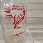 Vintage Milk Bottle Lassig Dairy Rhinelander Wisconsin 1950 Glass Pint Red Print