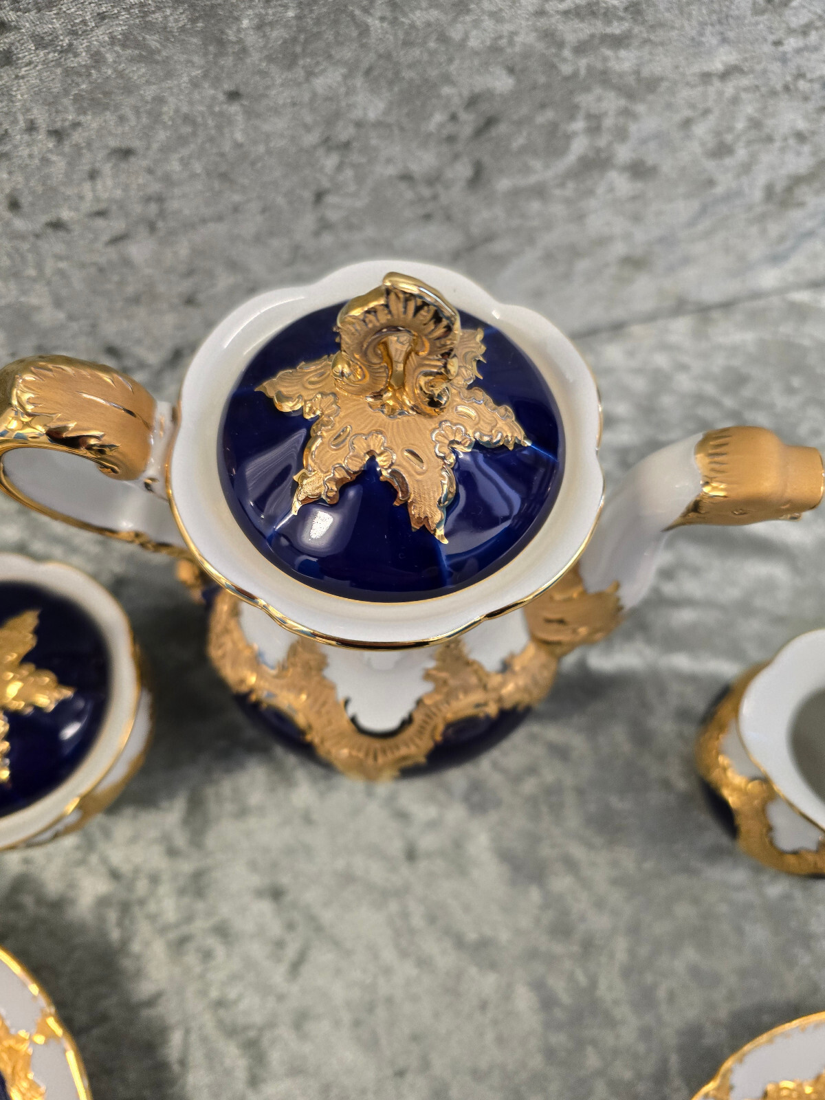 Meissen Mokkaservice B Form vergoldet Kobaltblau Goldbronze Top Zustand