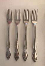 Lot of 4 Wm Rogers Intl Silver 1955 LADY DENSMORE Silver Plate Dinner Forks 7.5”