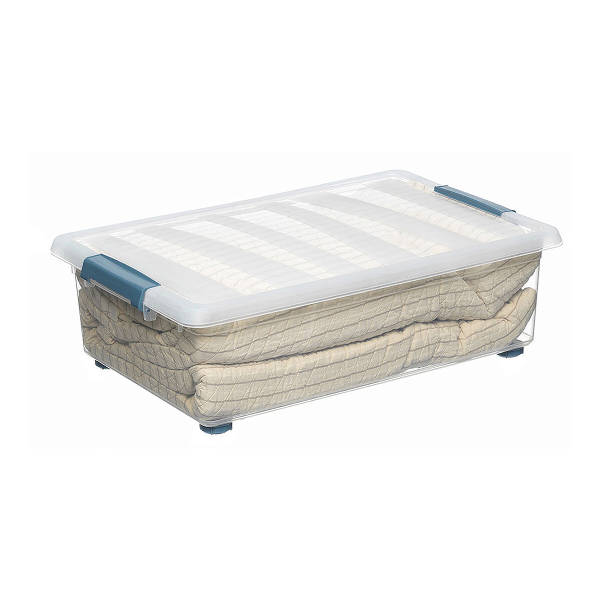 Scatola Multiuso Domopak Living Katla Con ruote Con manici Trasparente 28 L [