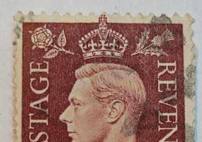 Postage Revenue ~ King George VI ~ Brown 1½D Stamp ~ Posted Postage Revenue ~ King George VI ~ Brown 1½D Stamp ~ Posted