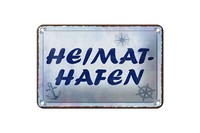 Blechschild Spruch 12X18 Cm Heimathafen Blaues Deko Schild