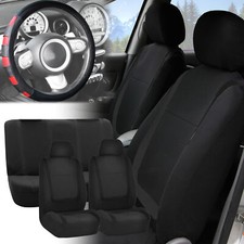 Fh Group Universal Fit Cloth Car Seat Covers - Black W Steering Wheel Cover Fh Group Universal Fit Cloth Car Seat Covers - Black W Steering Wheel Cover