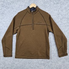 Columbia Men's Omni-Shield Quarter 1/4 Zip Size M Brown Fleece LOOSE THREADS