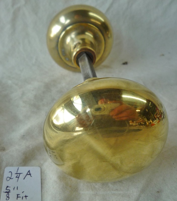 Door Knobs  2 1/4" Vintage Antique BRASS "A"   3/4" fit (pair)