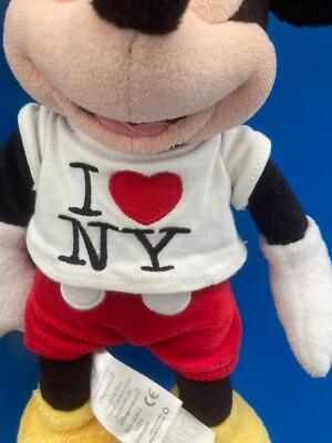 Disney Plush Mickey Disney Store Authentic I LOVE NY LONDON 33Cm