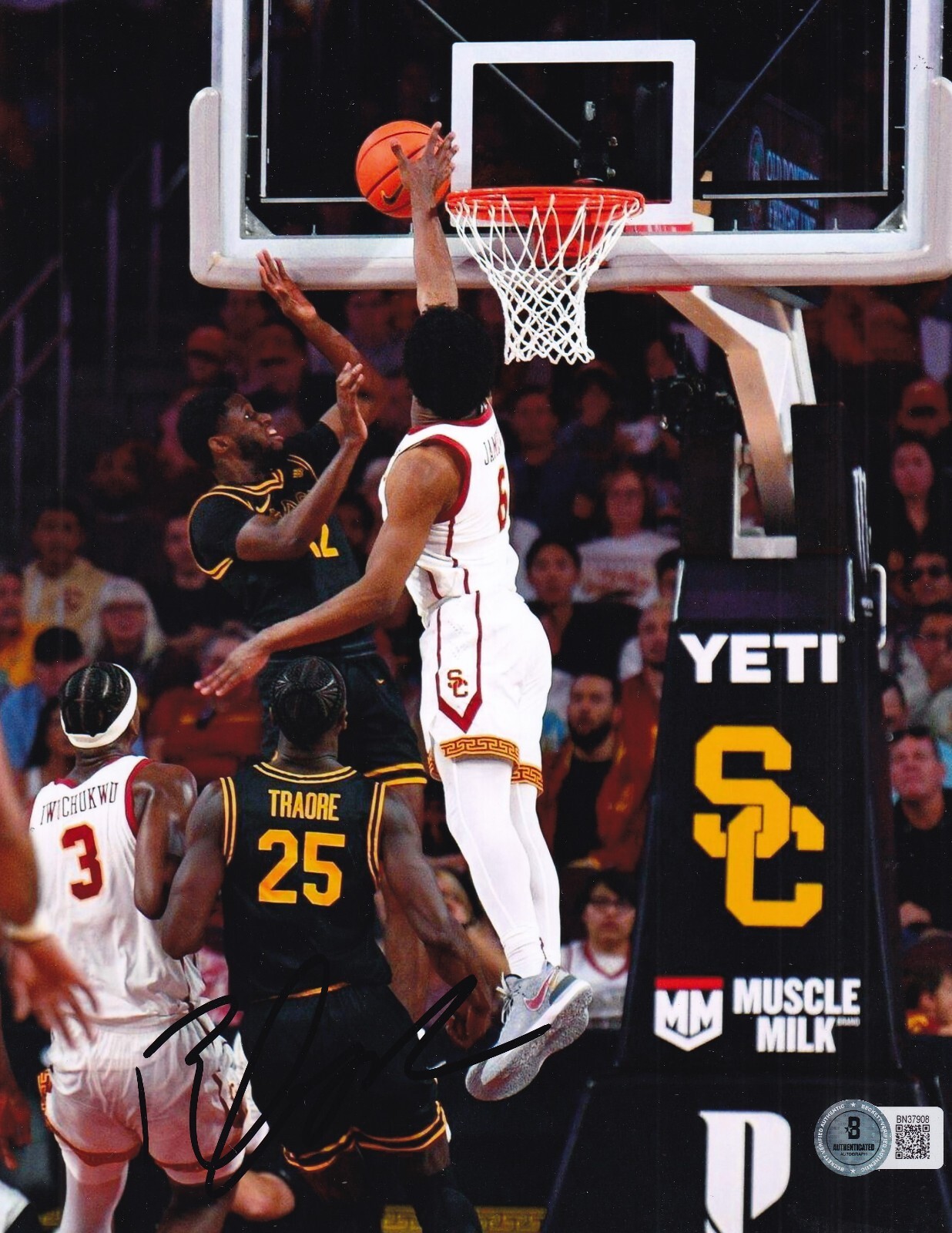BRONNY JAMES signed (USC TROJANS) Basketball 8X10 photo BECKETT BAS BN37908 