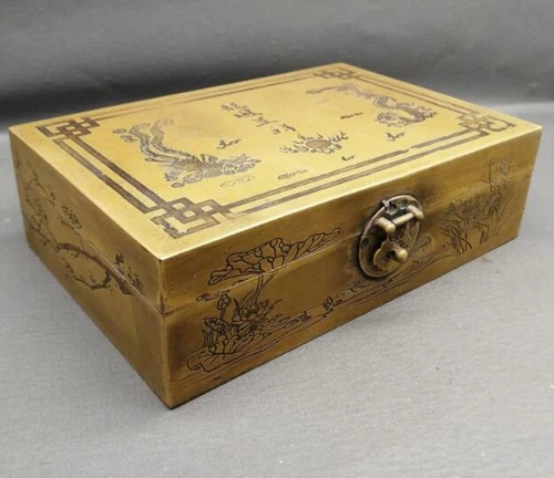 Antique Miscellaneous Brass Crafts Treasure Box Storage Box Jewelry Box Home - Picture 1 of 8