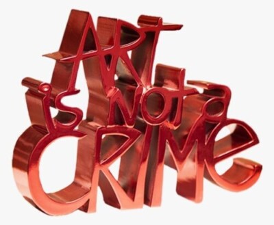 MR BRAINWASH Sculpture - Art is Not a Crime Hard Candy Red 2021 SIGNED EDITION