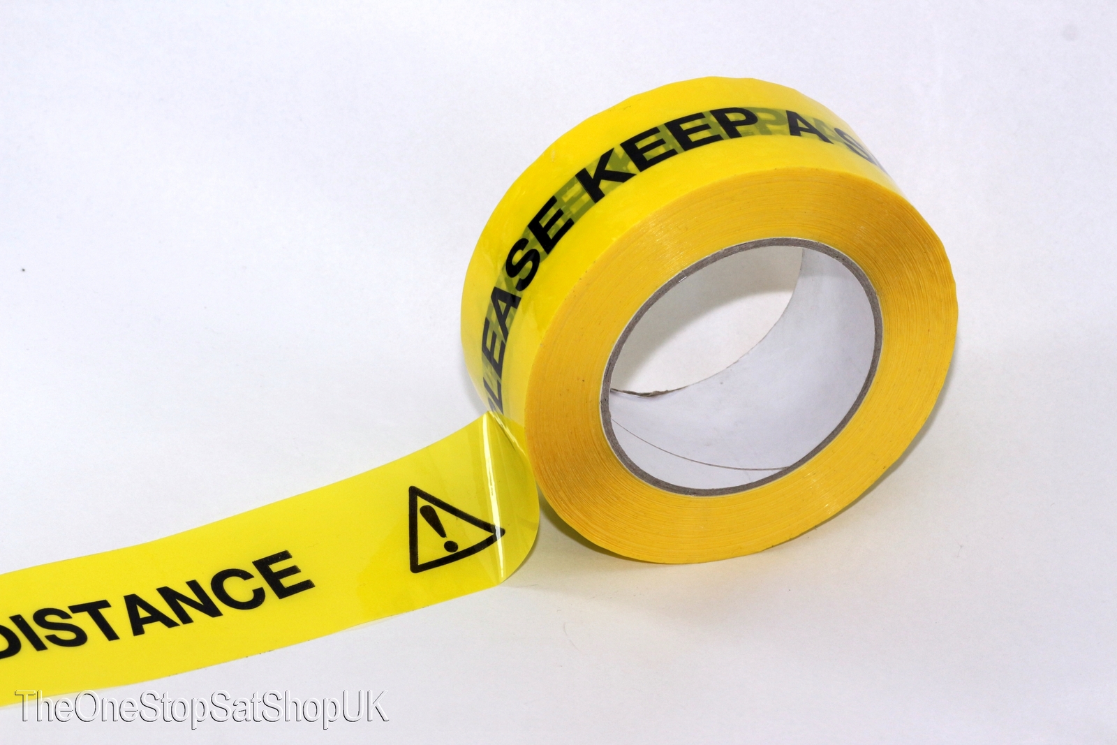 1 x 66m Roll of Keep a Safe Distance Social Distancing Yellow Warning Floor Tape
