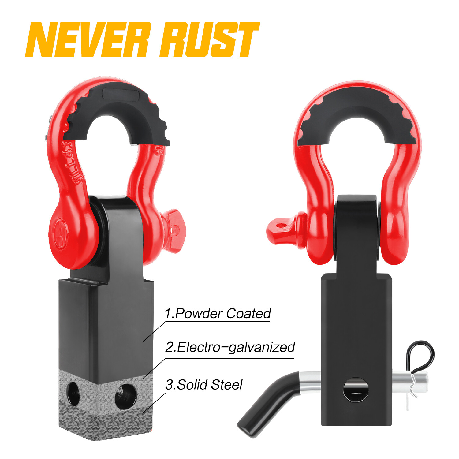 2" inch Trailer Shackle Hitch Receiver 3/4" DRing Tow Hook Winch