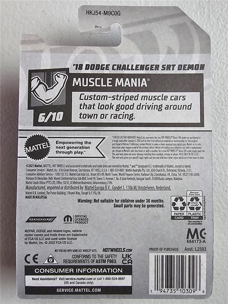 2023 Hot Wheels 151/250 HKJ54 '18 Dodge Challenger SRT Demon