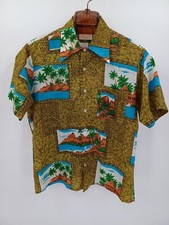 Vintage 60s 70s Sears Kings Road Shop Hawaiian Pointed Collar Shirt Size M