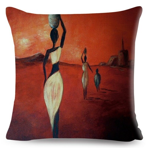 Orange Abstract Painting Africa life Collection African Woman Home Decor Pillow - Picture 31 of 38