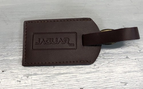 USED Jaguar Luggage Tag Brown Faux Leather Finish Name Suitcase Airport ID Name