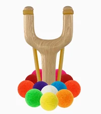 Handcrafted Wooden Slingshot - Trouble Maker + Felt Ammo Hand Made in USA