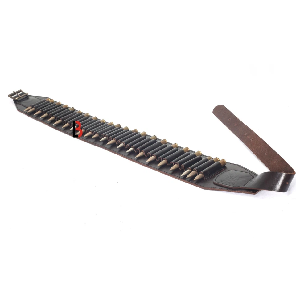 Cowhide Leather Rifle Cartridge Belt Bandolier for Rifle Shells - Hunting - Image 4 of 4