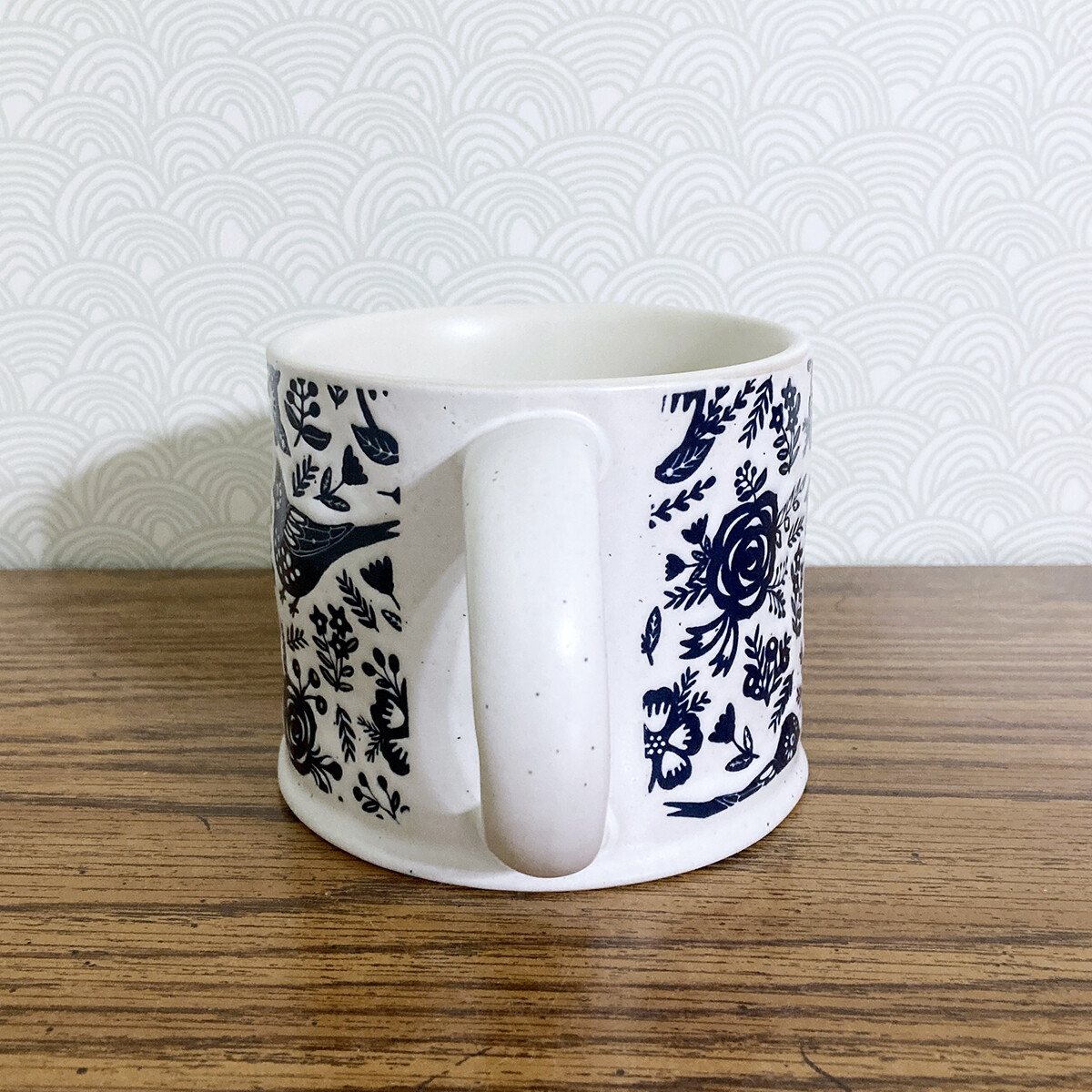 Bluebird Flower Coffee Mug 14 oz Embossed Stoneware Floral