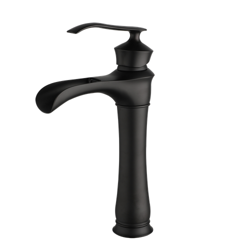 Bathroom Sink Vessel Faucet Black Painting Waterfall Spout Basin Mixer Tap - Picture 3 of 15