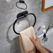 Stainless Steel Towel Holder Self-adhesive Bathroom Towels Rack Black Washhand H