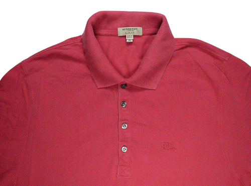 Burberry London Mens Polo Shirt EU XL US M Logo Slim Fit Red Cotton Designer - Picture 4 of 11
