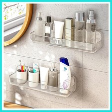 2pc Acrylic Wall Mount Organizer, Adhesive Shelf, Bathroom Shelves for Wall, ...