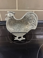 Cast Aluminum~Rooster Small Serving Dish/Dip~Detailed~6.75”L X 5.75”H~