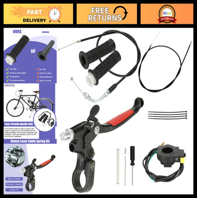 Motorized Bike Throttle Cable Grip Assembly & Clutch Lever Kit for 49cc-80cc Eng