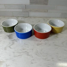 Set Of 4 Ramekins 2 ozFluted Edges Souffle, Creme Brulee, Custard Dishes,Dipping