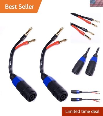 High-Speed 12AWG 4mm Banana Plug to Female Speakon Adapter - 2 Pack