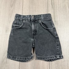 Little Levi's Vtg 90s Kids Toddler Jean Shorts Black Denim Sz 7 Usa Made 110