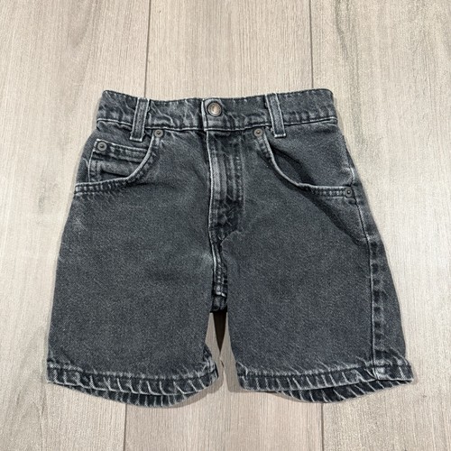 Little Levi's Vtg 90s Kids Toddler Jean Shorts Black Denim Sz 7 Usa Made 110